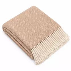 Бавовняний плед Tweed 140 × 200 см під брендування бежовий