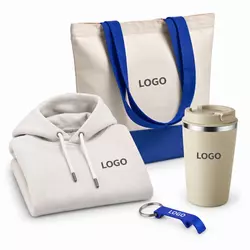 Welcome Box Team Vibes для нових співробітників з худі, термогорнятком, шопером і брелоком пыд синый логотип