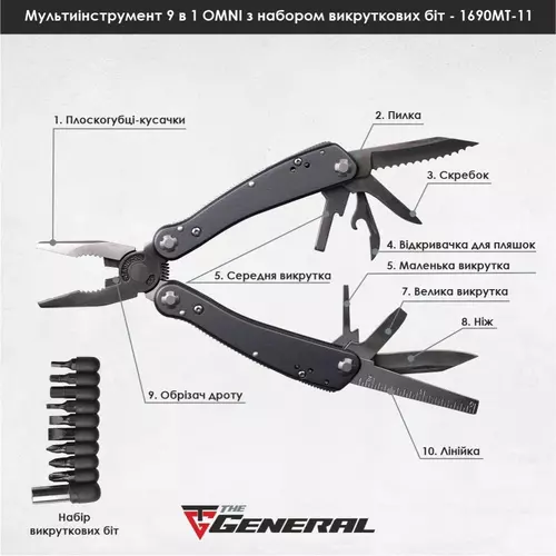 Мультитул OmniI, 9 функций с набором бит 5