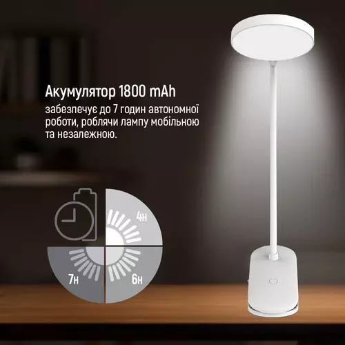 Настільна LED лампа гнучка з кліпсою та вбудованим акумулятором 15