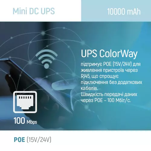 Джерело безперебійного живлення ДБЖ для роутера 10000mAh 21W DC 5V/9V/12V/24V 6